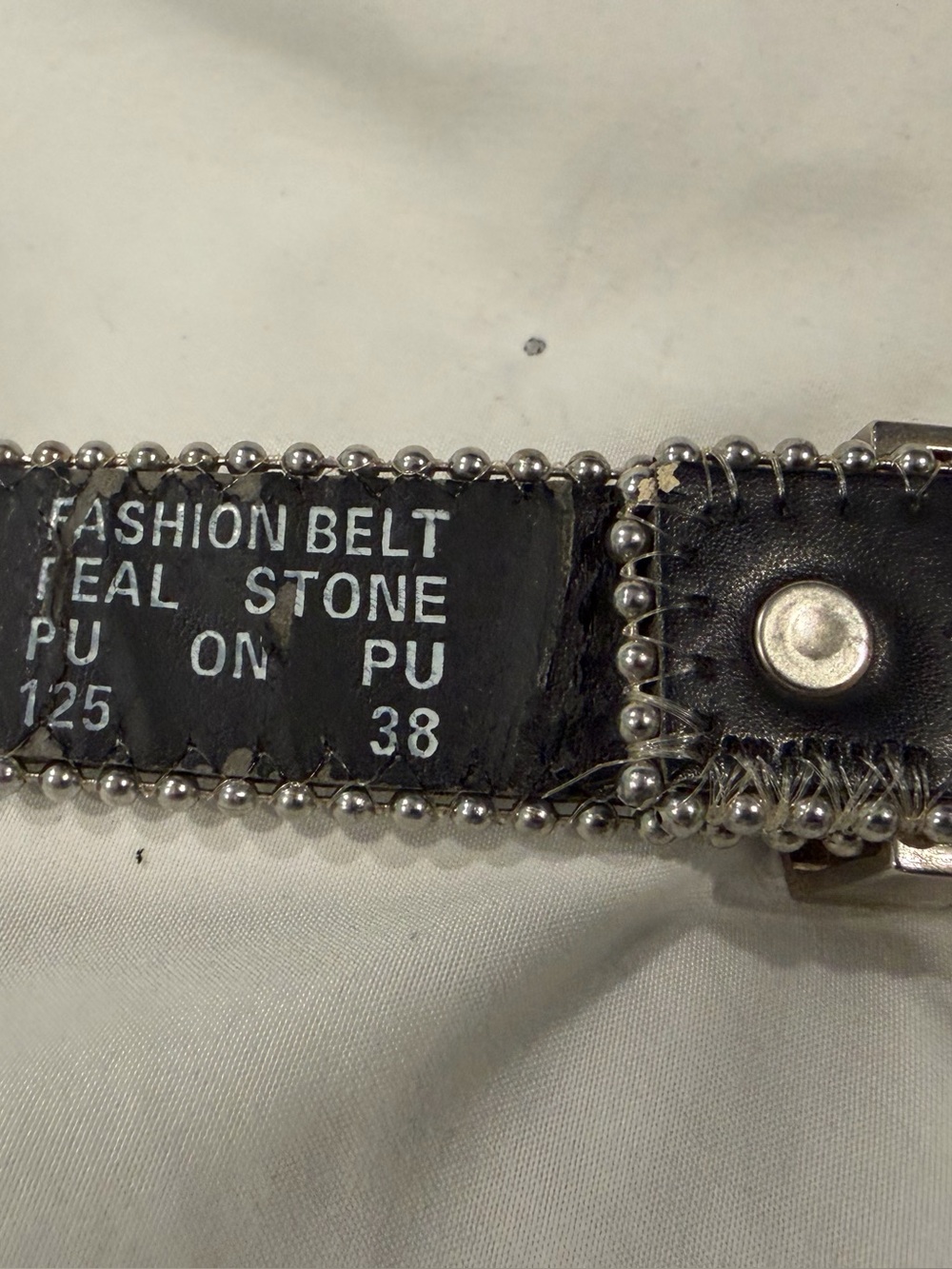 Women’s Western Rhinestone Studded Belt – Black & Silver – Size 38 - Picture 5 of 7